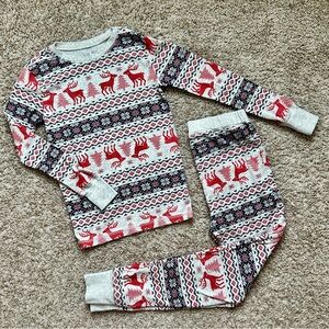 GAP Kids Holiday Reindeer Pajama Set I Size 10 I Gray, Red, Navy Blue